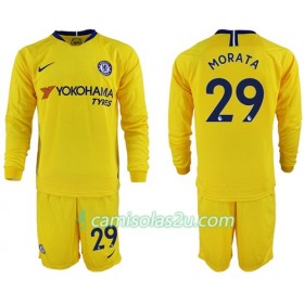 Camisolas de Futebol Chelsea Morata 29 Criança Equipamento Alternativa 2018/19 Manga Comprida